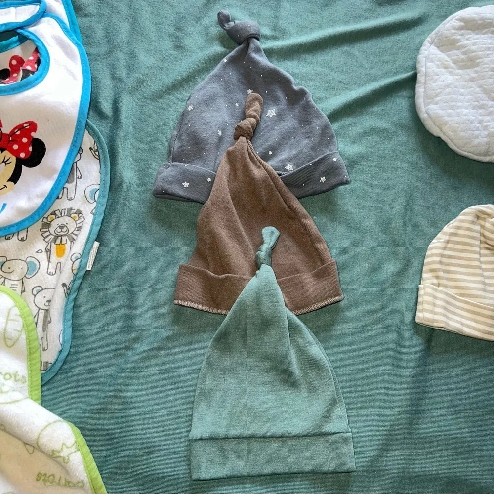 Blue and Green Bib Set with Playful Design